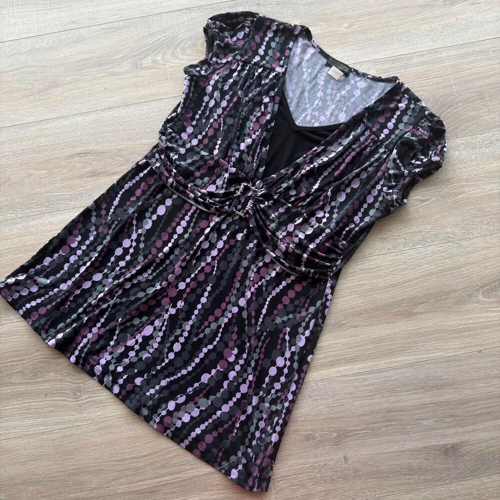 J.T.S Women's XL Purple & Black Polka Dot Babydoll Top Vintage Y2K Whimsygoth